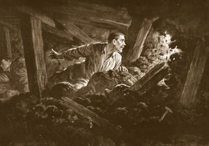Sapper W. Hackett kieltäytyy jättämästä toveriaan, joka makasi vakavasti loukkaantuneena kaivosgalleriassa tekijältä Alfred Pearse
