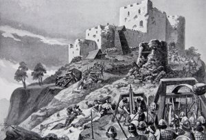 Walesin hyökkäys Montgomeryn linnaan vuonna 1095 Powysin prinssin Cadwgan ap Bleddynin johtamana, esimerkki 