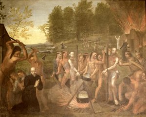 Kolmen jesuiittapapin marttyyrikuolema, 1649 tekijältä Alfred Pommier