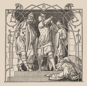 Die Nibelungen. Kuinka he heittivät kuolleet ulos salista, 1840-1841. tekijältä Alfred Rethel