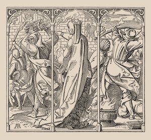 Die Nibelungen. Kuinka kuningatar antoi käskyn polttaa käytävä, 1840-1841. tekijältä Alfred Rethel