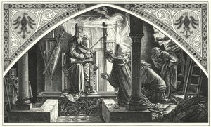 Otto III Kaarle Suuren haudalla (kaiverrus)