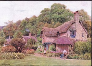 Almshouses, Selworthy Green, Somerset, The Cottages and the Village Life of Rural England julkaisija Dent & Sons Limited tekijältä Alfred Robert Quinton