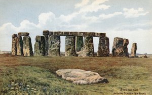 Stonehenge, jossa näkyy Slaughter Stone tekijältä Alfred Robert Quinton