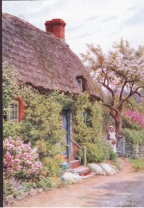 The Cottage Door, Elmley Castle, Worcester, The Cottages and the Village Life of Rural England julkaisija Dent & Sons Limited tekijältä Alfred Robert Quinton