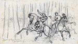 Reynoldsin kuolema Gettysburgissa 1863 (piirustus) tekijältä Alfred Rudolph Waud