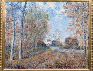Puun nurkka sabloneilla tai tie puumalmiin (Fontainebleaun metsäreuna, lähellä Moret-sur-Loingia) Alfred Sisleyn maalaus (1839-1899) 1883 Dim. 0,6x0,73 m Pariisi, musee d