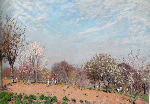 Omenapuut kukkivat Louveciennesissä tekijältä Alfred Sisley