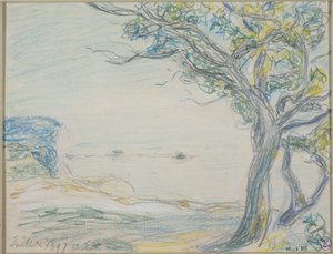 Puita meren rannalla tekijältä Alfred Sisley