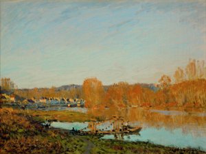 Syksy: Bougivalin lähellä Seinen rannalla tekijältä Alfred Sisley