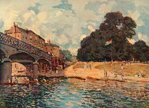 Bridge Hampton Courtissa, 1874, 1937. tekijältä Alfred Sisley