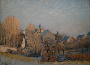 Frosty Morning in Louveciennes, 1873 (Öljy kankaalle) tekijältä Alfred Sisley