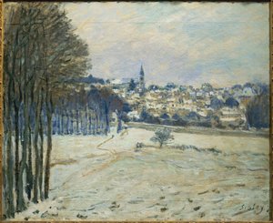 La neige a Marly-le-Roi ... (maalaus kankaalle) tekijältä Alfred Sisley