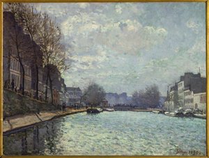 Le Canal St. Martin, Pariisi (öljy kankaalle) tekijältä Alfred Sisley