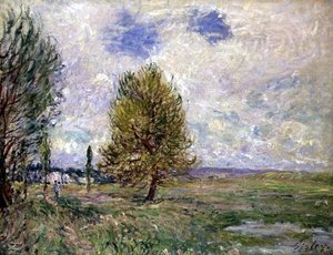 Plain at Veneux (öljy kankaalle) tekijältä Alfred Sisley