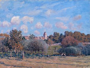 Kellotorni Noisy-le-Roissa, syksy tekijältä Alfred Sisley