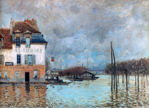 Tulva Port-Marlyssa, 1876 tekijältä Alfred Sisley
