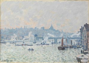 Näkymä Thamesille: Charing Crossin silta, 1874 tekijältä Alfred Sisley