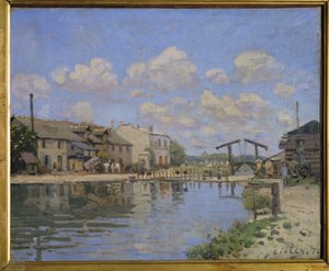 Näkymä Canal St. Martinille, Pariisi ... (öljy kankaalle) tekijältä Alfred Sisley