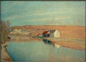 le Loing et les Coteaux de St. Nicaise - Soleil de Mars - Soleil de Mars tekijältä Alfred Sisley