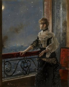 Moonlight (Kuun kirkas). Noin 1885 tekijältä Alfred Emile Stevens