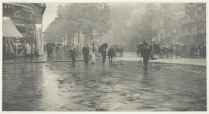 Märkä päivä Boulevardilla, Pariisi, 1894, painettu n. 1897. tekijältä Alfred Stieglitz