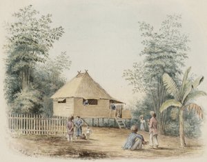 Kotitalo Manilan lähellä, 1842 (wc, jossa kynä & mustetta kermanvärisellä paperilla) tekijältä Alfred Thomas Agate