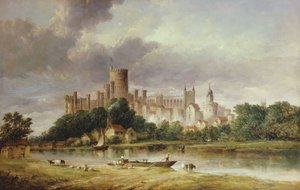 Näkymä Windsorin linnaan Brocas Meadowsilta, 1856