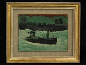 Troolari Cornish Coastin edustalla, n. 1928 tekijältä Alfred Wallis