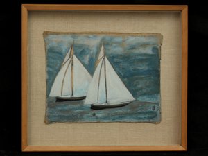 Kaksi purjevenettä, n. 1930 tekijältä Alfred Wallis