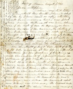 [Alfred Warnerin kirje] Stephenille 3. elokuuta 1861 tekijältä Alfred Warner