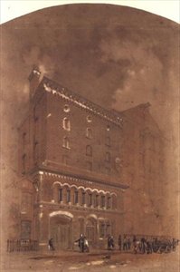 Arkkitehtipiirustus varastolle tekijältä Alfred Waterhouse
