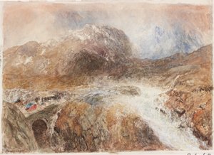 Nant Frangon (lyijykynä ja akvarelli paperille (liimattu kartongille)) tekijältä Alfred William Hunt