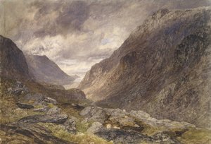 Llanberisin sola, n. 1853 (akvarelli paperille) tekijältä Alfred William Hunt