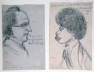 Charles Nodierin (1780-1844) tai Gustave Planchen (1808-57) ja Alexandre Dumas Peren (1802-70) muotokuvat.