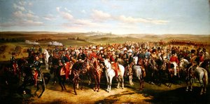 Prinssi Albertin (1819-61) vierailu keisari Napoleon III:n (1808-73) luo Boulognen lähellä 8. syyskuuta 1854 (öljy kankaalle)
