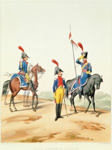 Ranskan joukot, kaiverrus Gustave David (1824-91) 1810 tekijältä Alfred de after Marbot