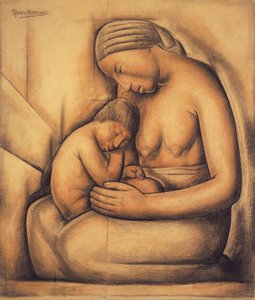Intialainen äiti, n. 1936 (kynä paperilla)