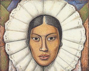 Tehuana, n. 1930 (guassi ja värikynä paperilla) tekijältä Alfredo Ramos Martinez