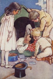 Hän asuisi kennelissä lasten palaamiseen asti (väri litho)