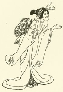 Kuvitus elokuvalle The Story of the Mikado (kaiverrus) tekijältä Alice Bolingbroke (after) Woodward