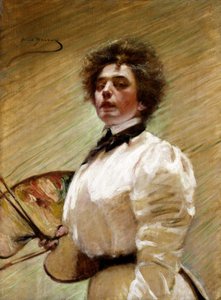 Omakuva paletilla, n. 1906. tekijältä Alice Pike Barney