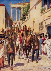 Alaric saapumassa Ateenaan (väri litho)