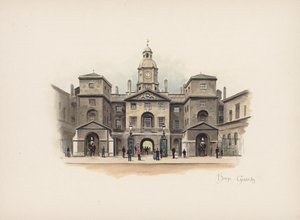 Tuttu Lontoo: Horse Guards (värilitografia)
