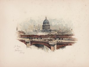 Tuttu Lontoo: St Pauls ja Blackfriarsin silta (värilitro).