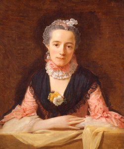 Nainen vaaleanpunaisessa silkkimekossa tekijältä Allan Ramsay
