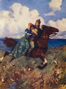 Lintujen taistelu (värillinen litografia) tekijältä Allan Stewart