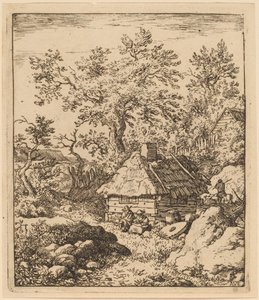 Maisema myllynkiven kanssa lähellä tynnyriä, luultavasti n. 16451656. tekijältä Allart van Everdingen