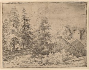 Mies kahden kuusen välissä, luultavasti n. 16451656. tekijältä Allart van Everdingen