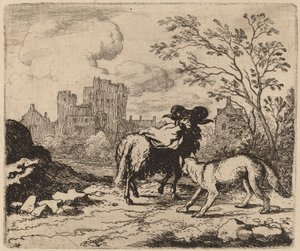 Reynard pyytää oinasta toimittamaan asiakirjan, luultavasti c. 16451656. tekijältä Allart van Everdingen